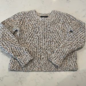BANANA REPUBLIC Crop Marled Sweater - Cream Camel Brown XSP extra small
